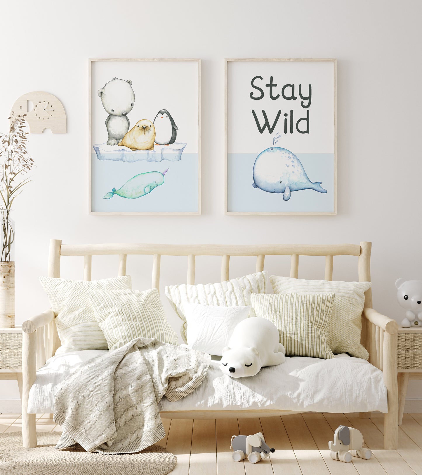 Arctic Animals Wall Art, Arctic Nursery Prints - Set of 2 DIGITAL DOWNLOAD