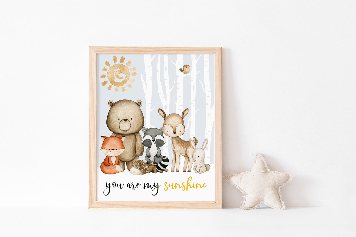 You are my sunshine, PRINTABLE Forest Wall Art, Woodland Nursery Print