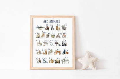 PRINTABLE Alphabet Wall Art, Animals Nursery Print
