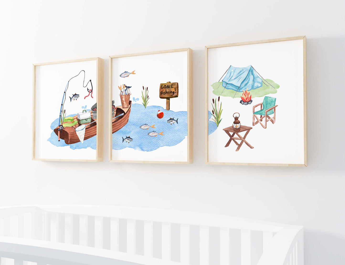 Fishing Wall Art, Gone fishing Nursery Prints set of 3 - Little fisher –  Brave Wild Ones
