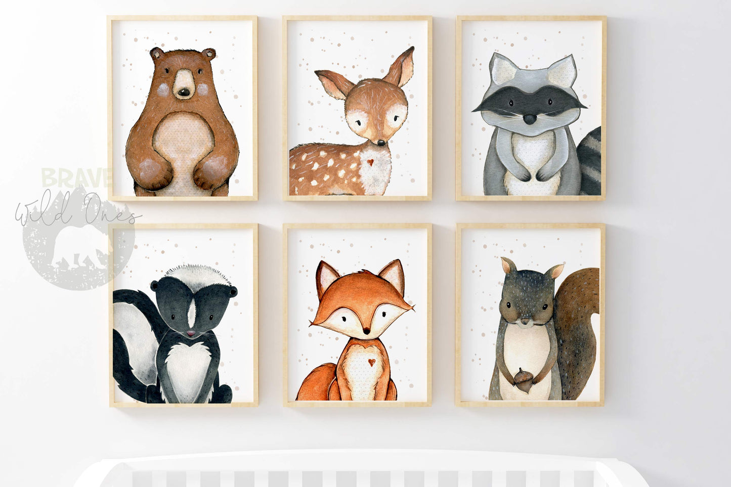 Woodland Wall Art, Forest Animals Nursery Prints - Set of 6 - Greenery –  Brave Wild Ones