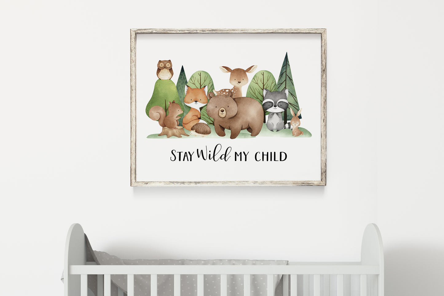 Stay Wild my Child, PRINTABLE Woodland Wall Art, Woodland Nursery Print - Tiny Woodland