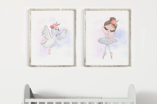 Set of 2 PRINTABLE Ballerina Wall Art, Ballet Nursery Prints - SweetBallet