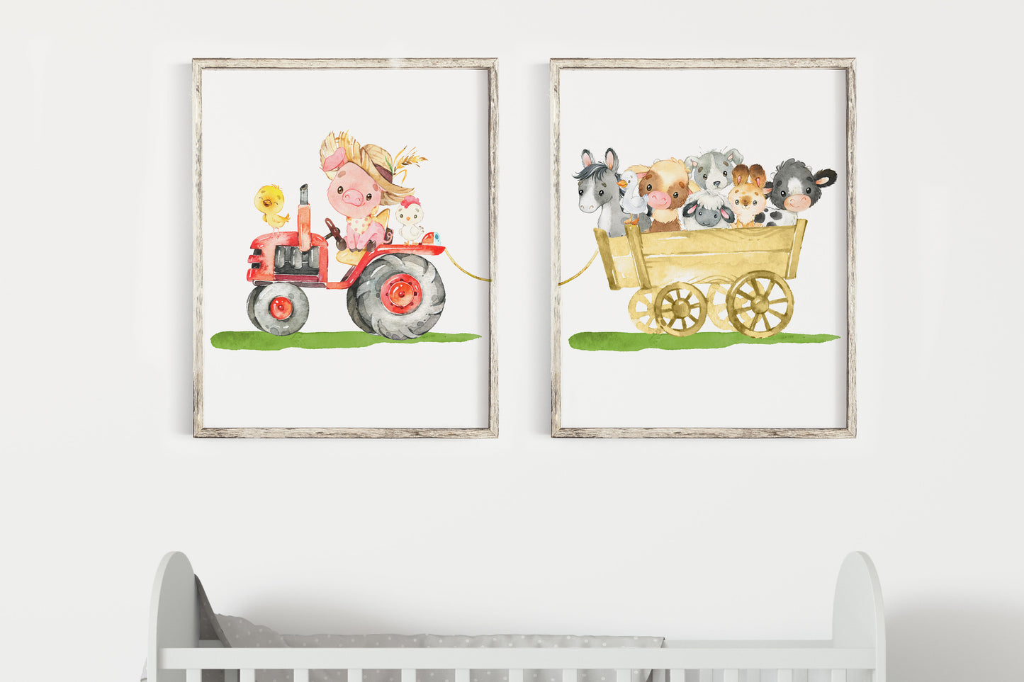 Farm Animals Wall Art, Farm Nursery Prints Set of 2 - Farm Babies