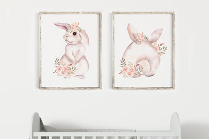 Bunny Wall Art, Woodland Nursery Prints set of 2