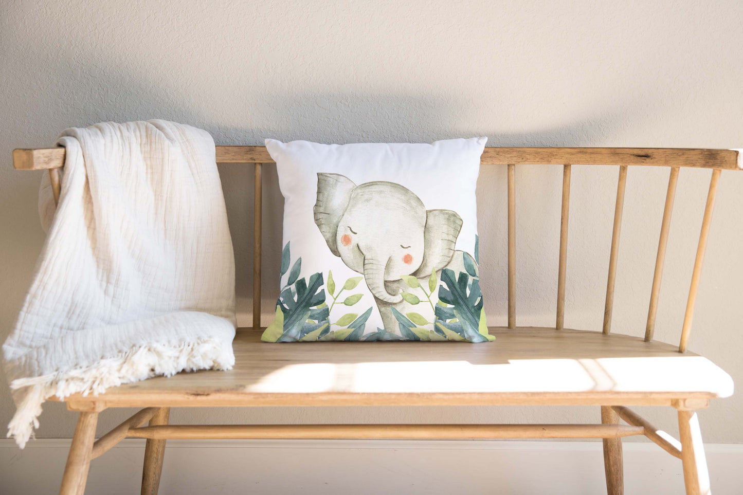 Elephant Pillow Cover, Safari Nursery Decor - Baby Africa