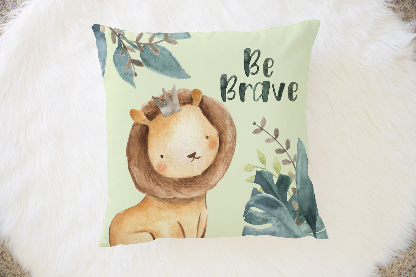 Be Brave Lion Pillow, Safari Nursery Decor - Baby Africa
