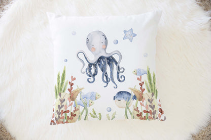 Octopus Pillow COVER, Under the sea nursery bedding - Little Ocean
