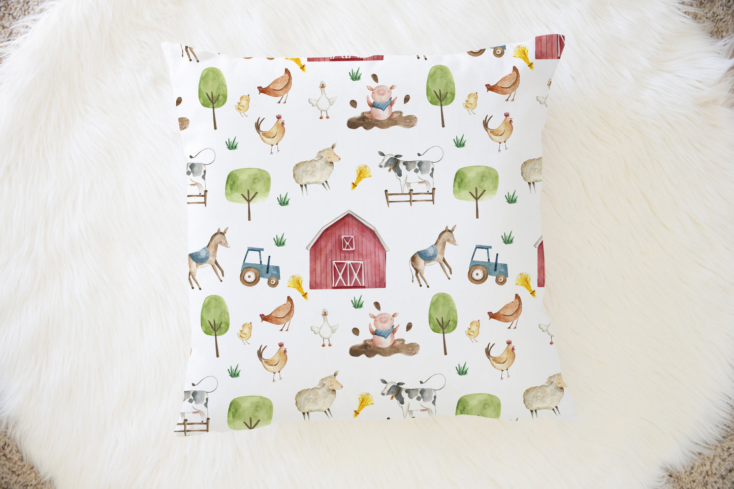 Farm Pillow COVER, Barnyard Nursery Decor - Farm Sweet Farm