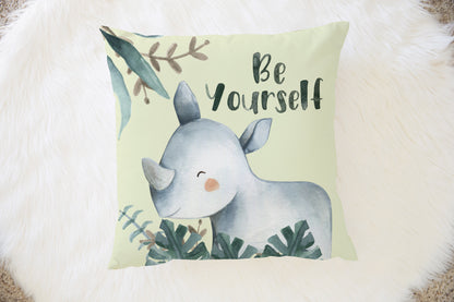 Be Yourself Rhinoceros Pillow, Safari Nursery Decor - Baby Africa