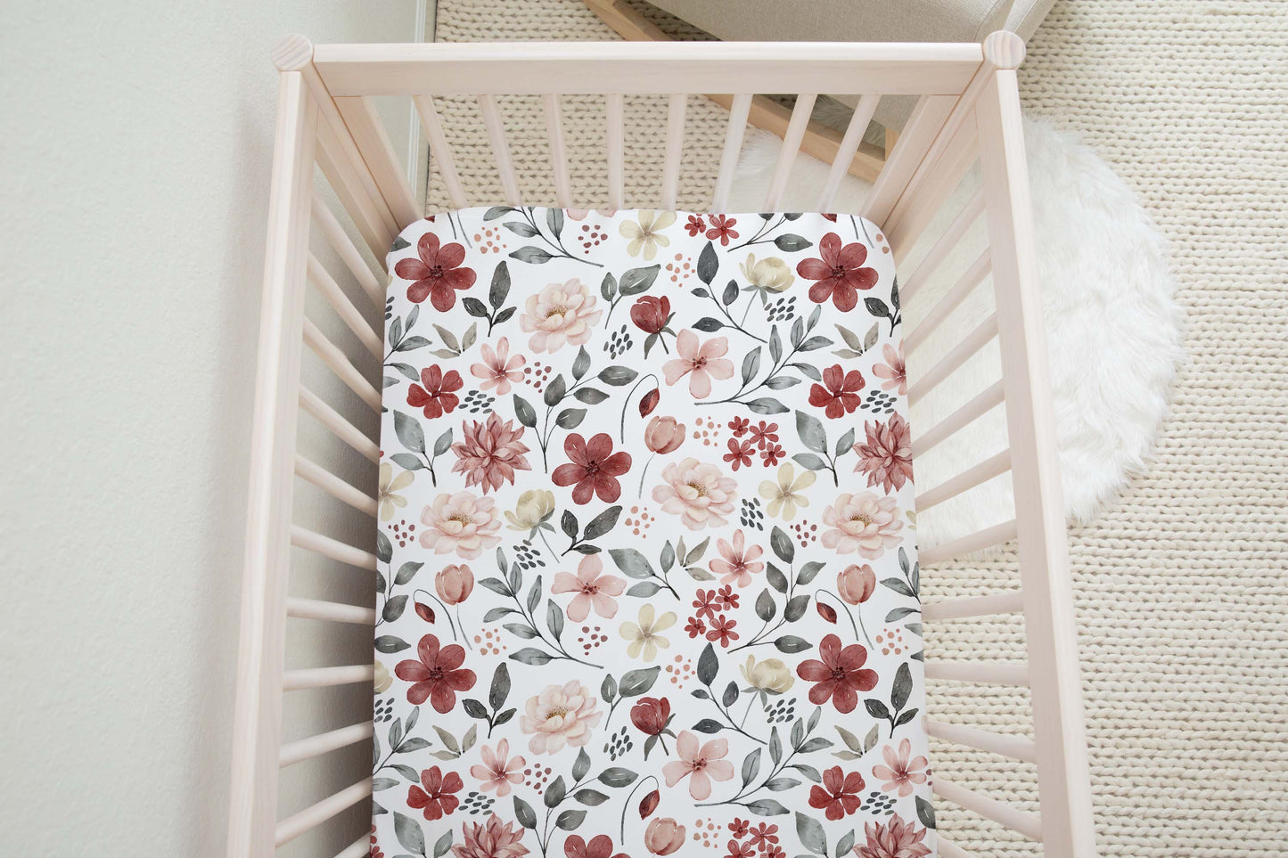 Peonies Crib Sheet, Floral Nursery Bedding- Peonies Garden