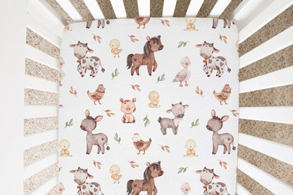 Farm Animals Crib Sheet, Farm Nursery Bedding - Lovely Farm