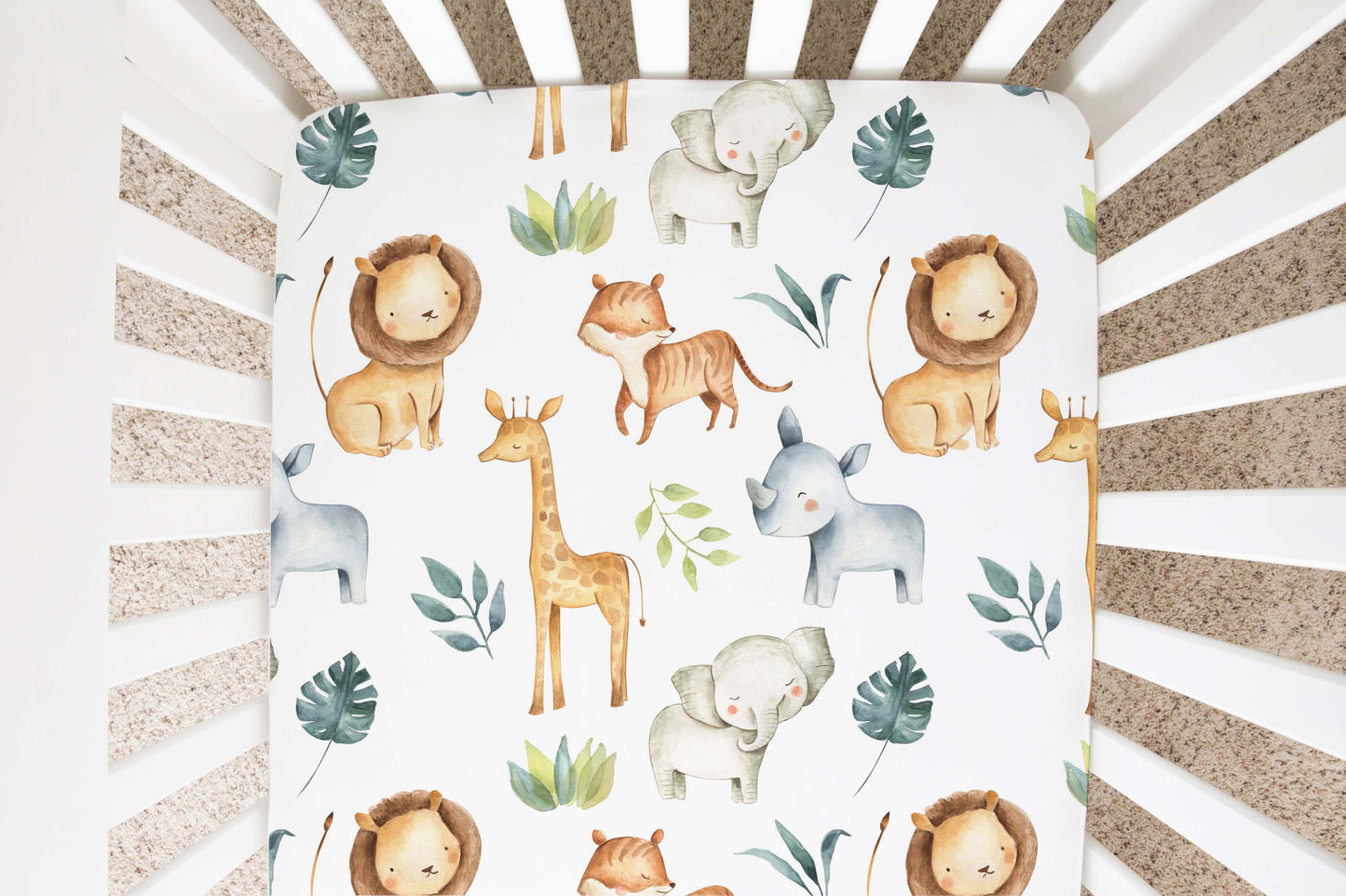 Safari Animals Crib Sheet, Jungle Nursery Bedding - Baby Africa