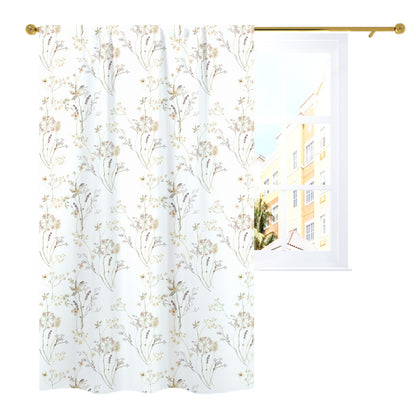 Cream Wildflower curtains, Wild Flowers Nursery Decor - Mustard Wildflowers
