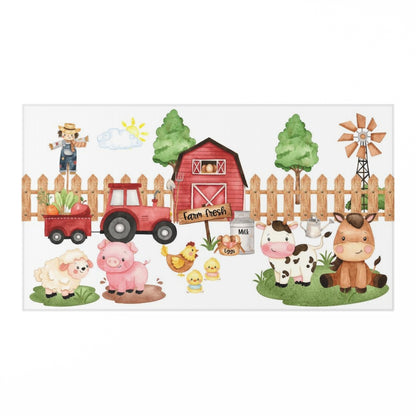 Farm nursery rug, Anti-slip backing, Farm animals Kids room rug - Morgan's Farm