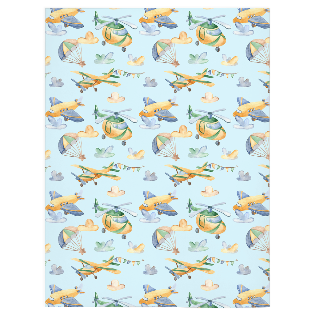 Airplanes and Helicopters Minky Blanket, Airplane Nursery Bedding Ref1 - Sky Dreams