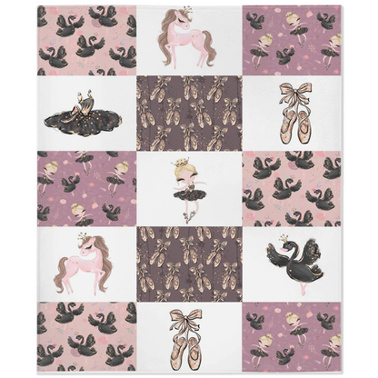 Black Swan Ballerina Minky Blanket, Ballet Nursery Bedding - Sweet Ballet