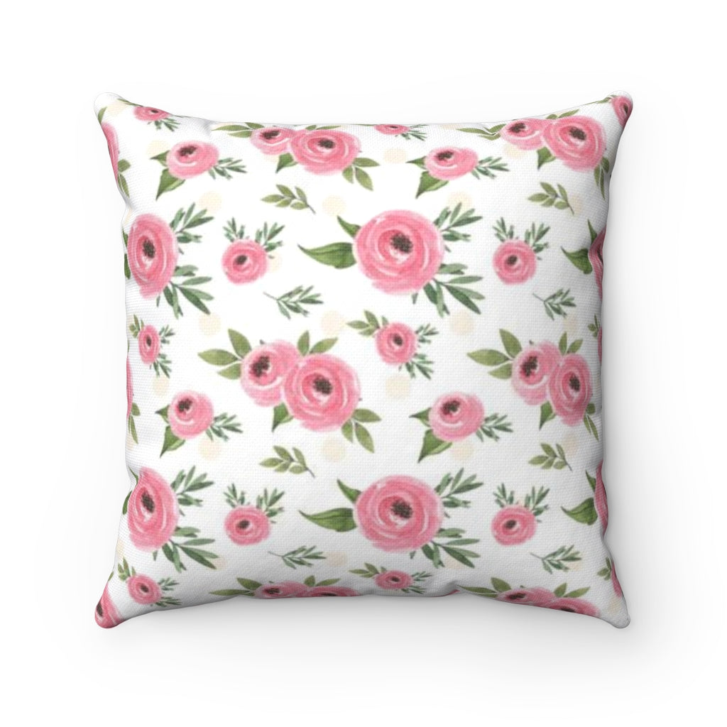 Floral Bear Pillow Cover, Woodland Nursery decor - Beary Pink