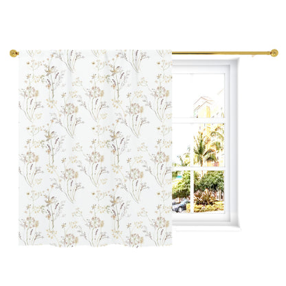 Cream Wildflower curtains, Wild Flowers Nursery Decor - Mustard Wildflowers