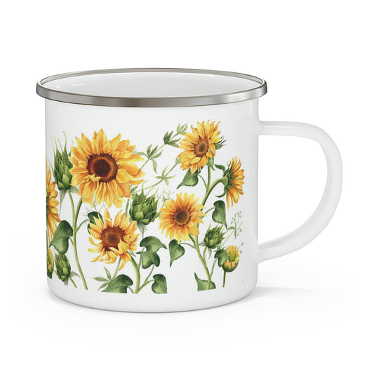 Sunflower Enamel Camping Mug, Sunflower mug