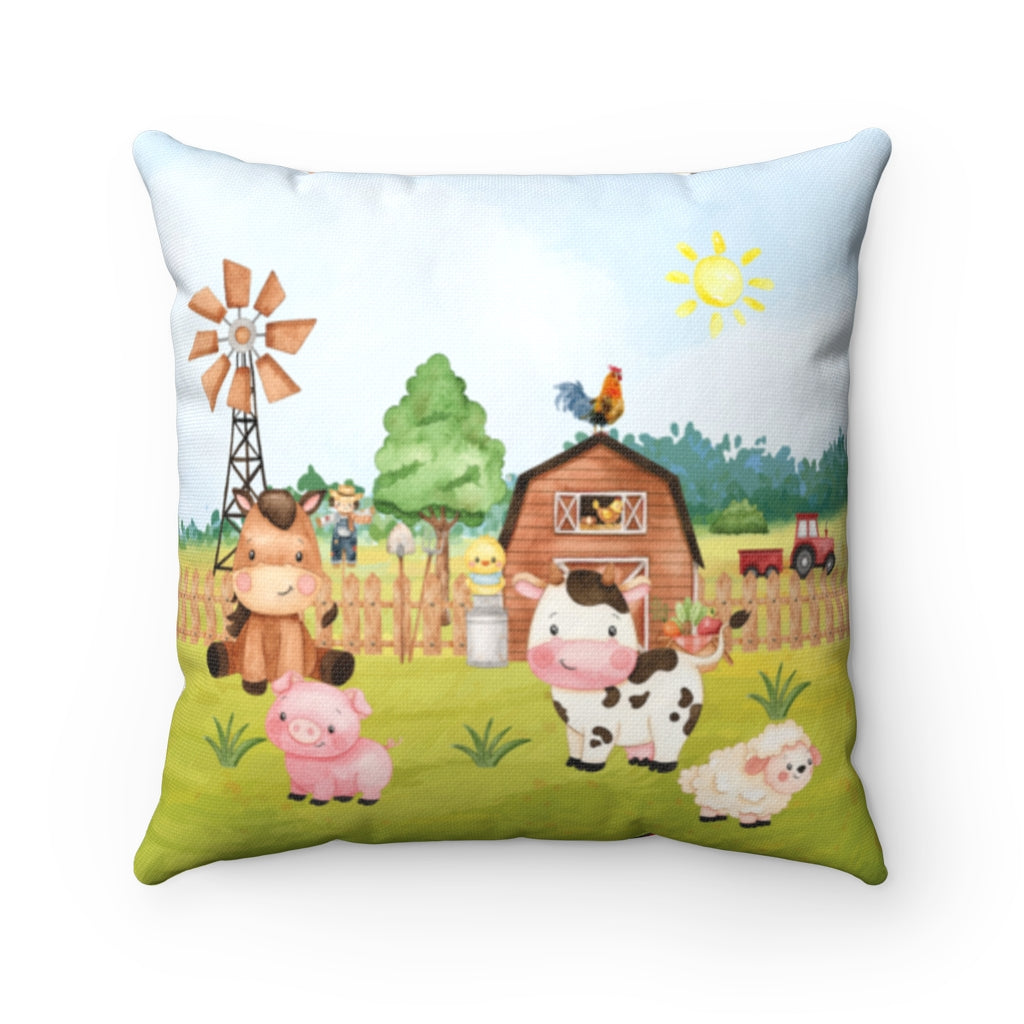 Farm Animals Pillow, Barnyard Nursery Decor - Morgan's Farm