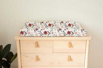 Peony changing pad cover, Floral nursery decor - Peonies garden