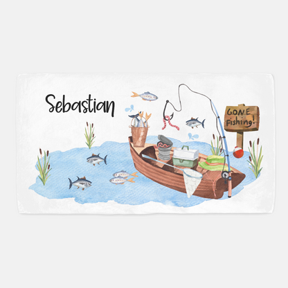 Fishing Personalized Crib Sheet, Fishing Nursery Bedding - Little Fisherman