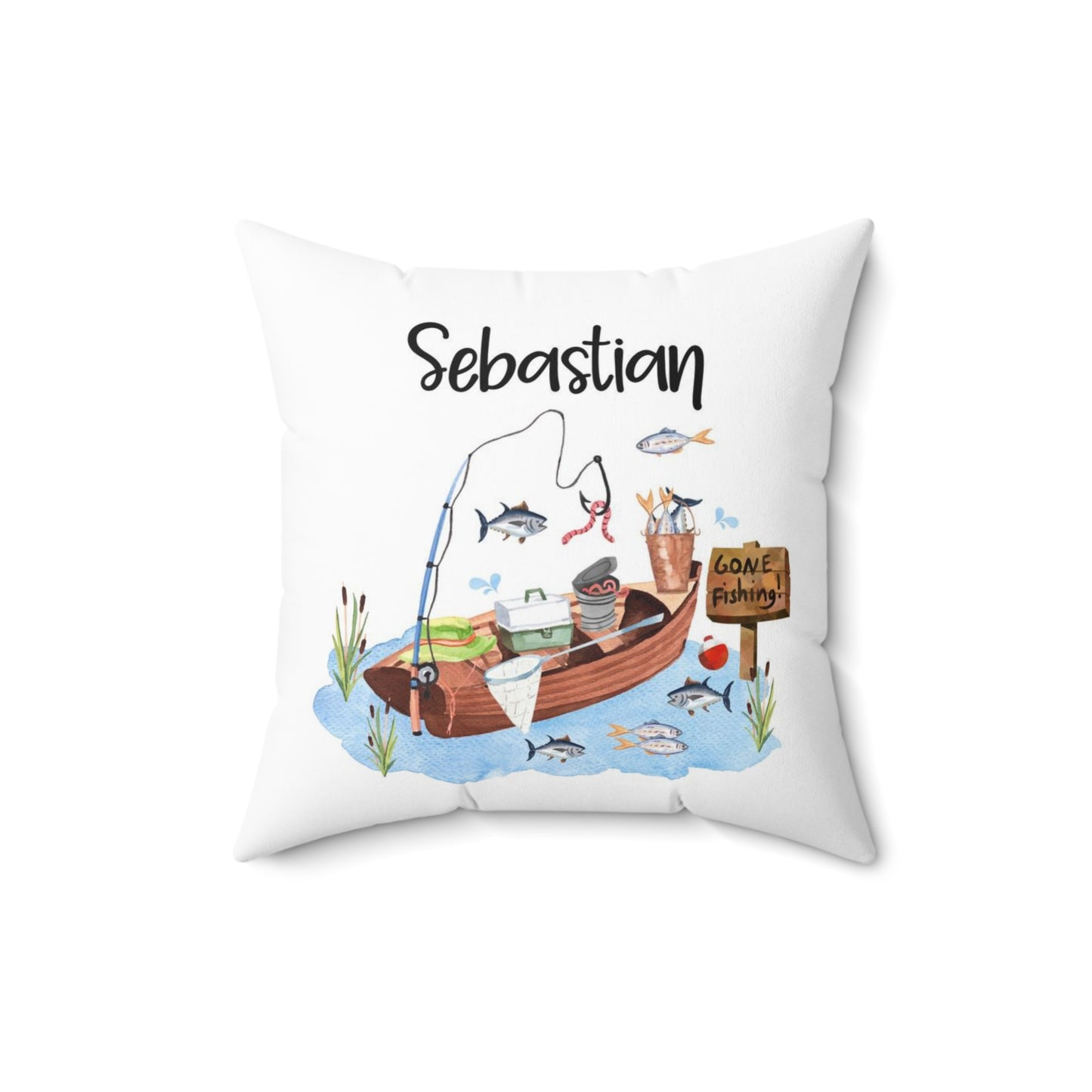 Fishing Personalized Pillow, Fishing Nursery Decor - Little Fisherman