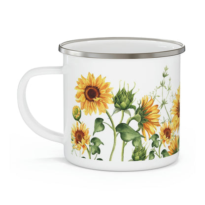 Sunflower Enamel Camping Mug, Sunflower mug