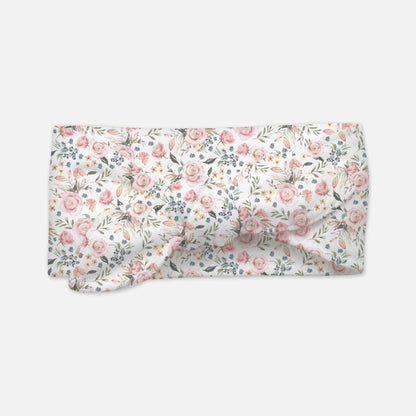 Pink Floral Personalized Baby Swaddle Set, Roses Hospital Baby Girl Blanket - Candy Rose