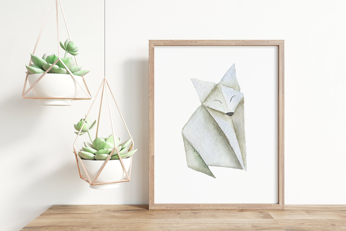 PRINTABLE Origami Fox Wall Art, Woodland Nursery Print
