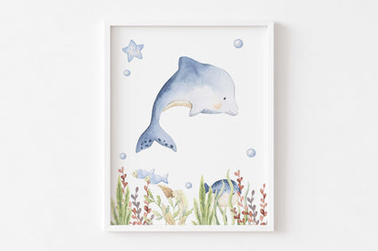 Under the Sea Wall Art, Ocean Nursery Prints Set of 6 - Little Ocean